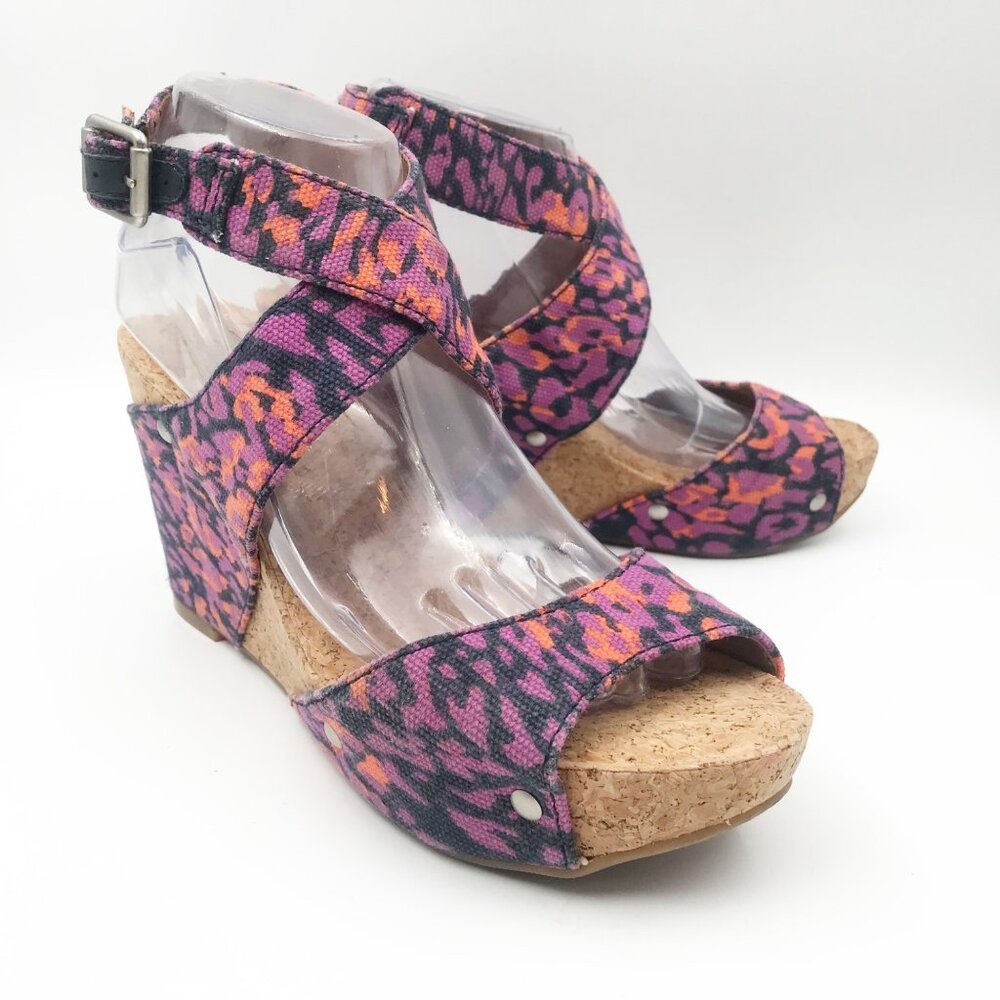 Stylish Women's Wedge Sandals - Pink and Orange